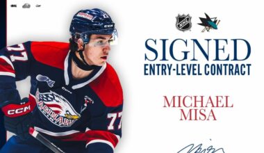 Michael Misa signs entry-level NHL contract with San Jose