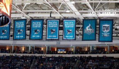 San Jose Sharks' new banner at SAP Center features one mistake