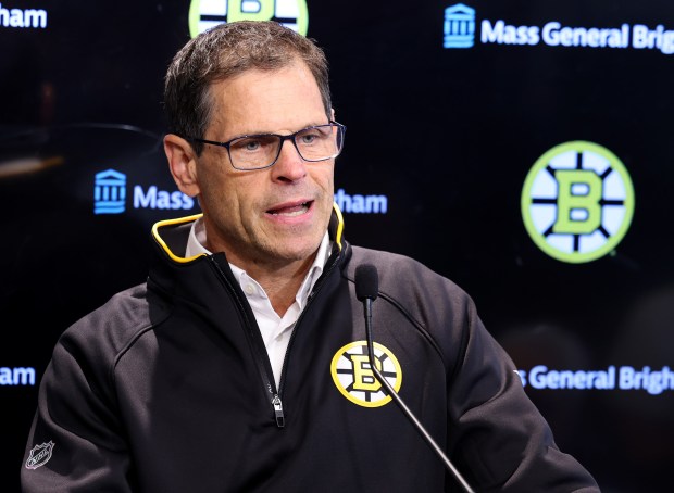 Boston Bruins general manager Don Sweeney remains confident in his team. He met the media Wednesday. (Mark Stockwell/Boston Herald)