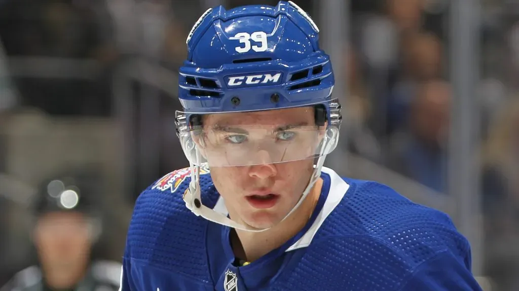 Fraser Minten during a game with the Toronto Maple Leafs