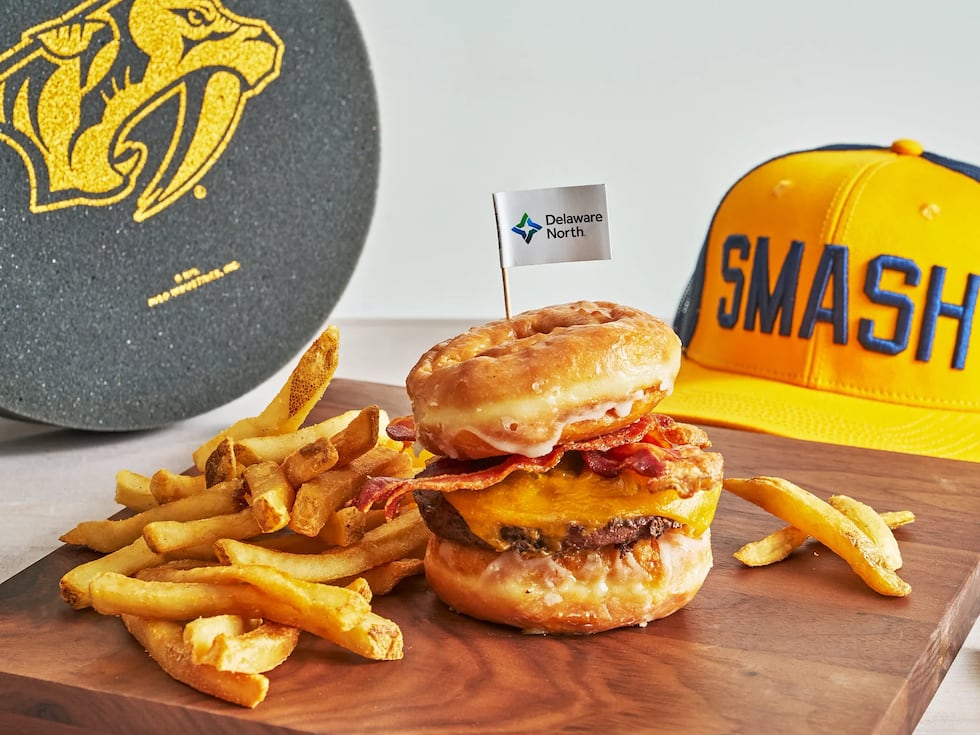 Bridgestone Concessions Broadway Honey Stack Donut Burger