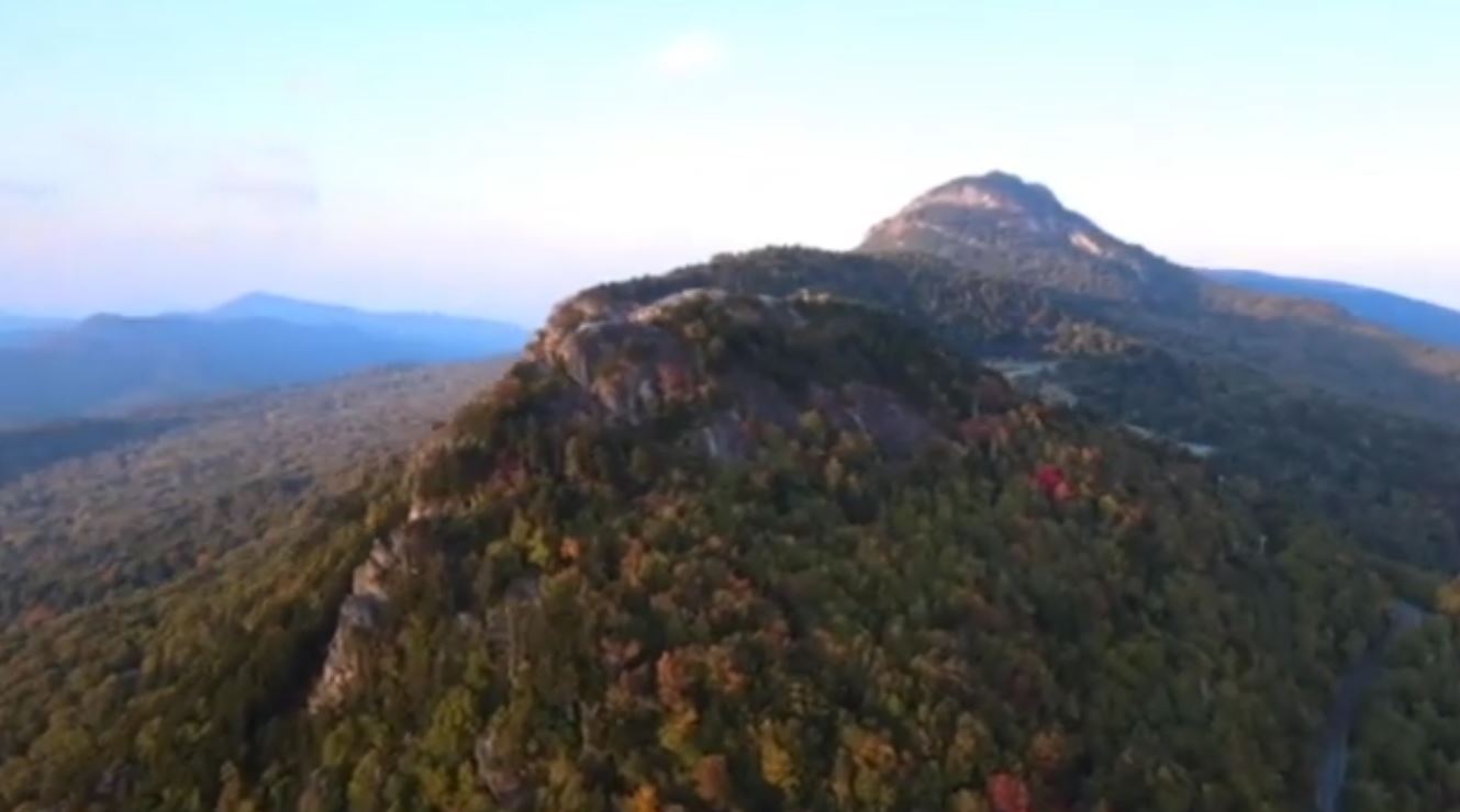 Drone footage captures first autumn leaves Blue Ridge Mountains