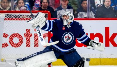 Connor Hellebuyck back on ice at Winnipeg Jets’ practice