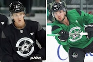 Dallas Stars players Nils Lundkvist (left) and Mavrik Bourque (right).