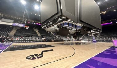 Utah Jazz court at Delta Center SEG Media...