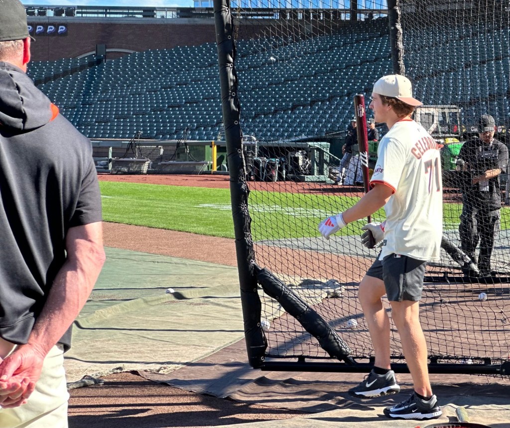SF Giants welcome Sharks' Macklin Celebrini, Will Smith for BP