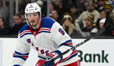 J.T Miller skating for the New York Rangers