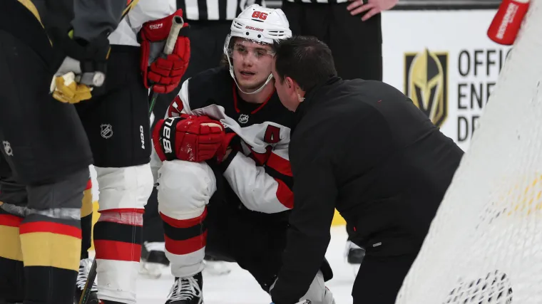 Devils' Jack Hughes pushes back at questions about his durability image