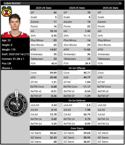Lukas Reichel stat card
