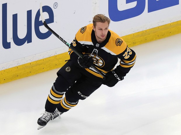 Boston Bruins forward Fabian Lysell skates during pre-game warmups prior to a Dec. 28 game against Columbus at the TD Garden. (Herald file photo)
