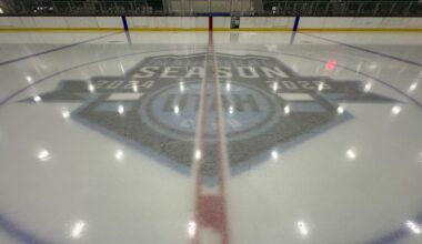Utah Hockey Club Inaugural Logo at Utah Oval's Center ice....
