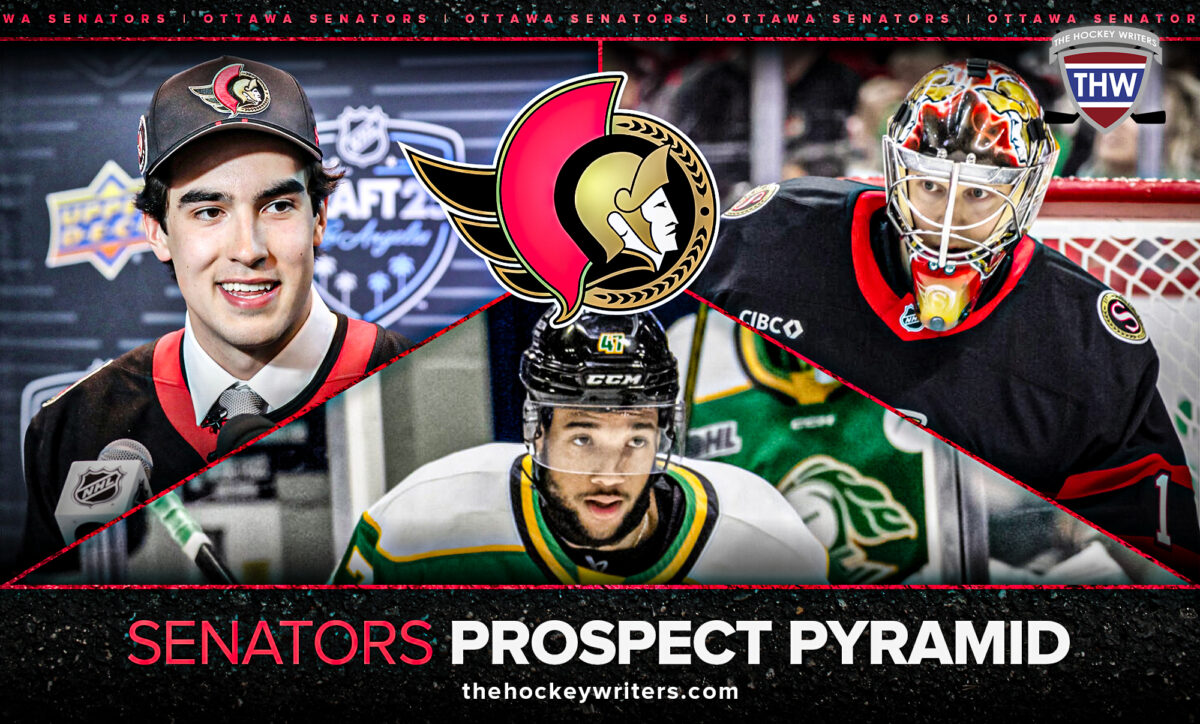 Ottawa Senators Prospect Pyramid Logan Hensler, Blake Montgomery, and Leevi Merilainen