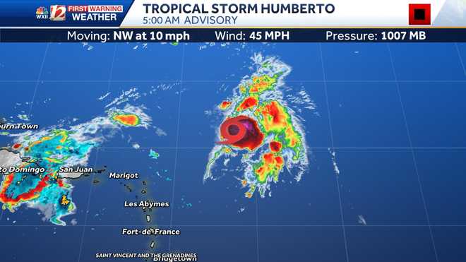 tropical storm humberto in the atlantic, gabrielle and invest 94-l