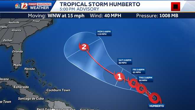 tropical system track: humberto moving over the atlantic, twin systems may roll close to the u.s. coast this weekend