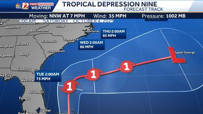 tropical coastal track: tropical depression nine,  future imelda