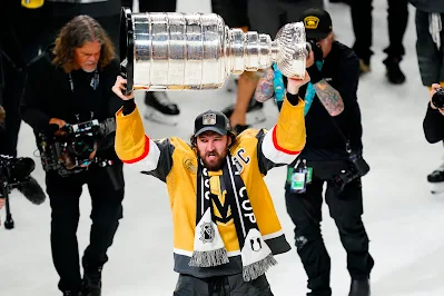 Mark Stone, Vegas Golden Knights, hoists Stanley Cup in 2023