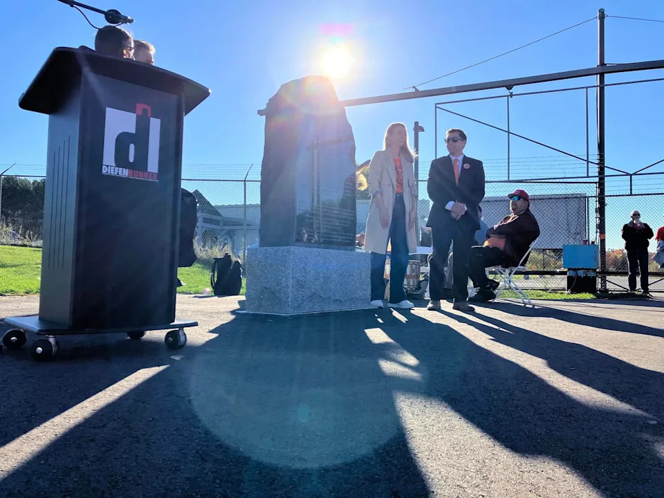 Ceremony in village of Carp, where a permanent land acknowledgement monument was unveiled and dedicated.