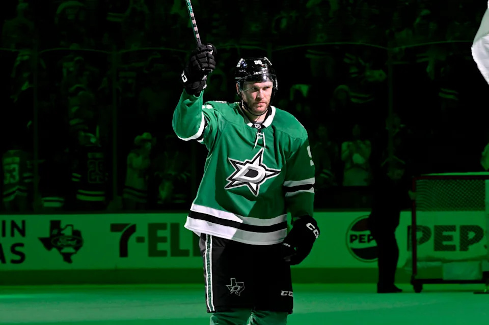 Dallas Stars right wing Mikko Rantanen (96) skates off the ice after the Stars defeat the Winnipeg Jets in Game 3.Jerome Miron-Imagn Images