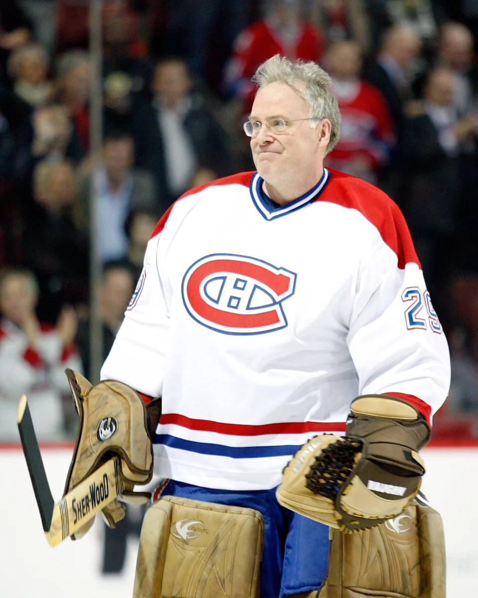 Former Montreal Canadien Ken Dryden skates during the Centennial Celebration ceremonies.