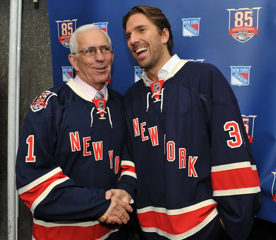 Eddie Giacomin with Henrik Lundqvist. Jason Szenes for the NY Post