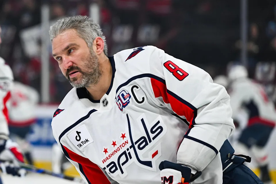 Washington Capitals left wing Alex Ovechkin (8) during warm-ups.David Kirouac-Imagn Images