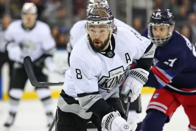 Drew Doughty #8 of the Los Angeles Kings during the game against the New York Rangers on December 10