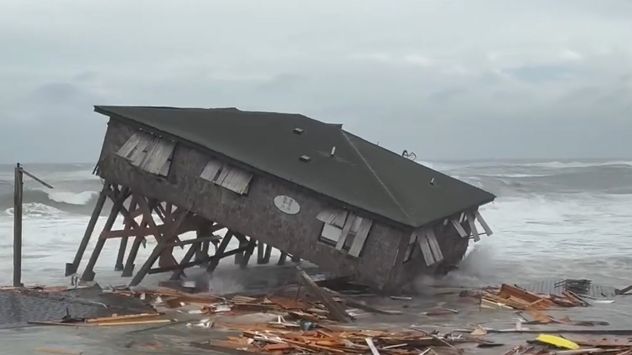 Hurricane Imelda’s powerful surf causes beachfront home to collapse