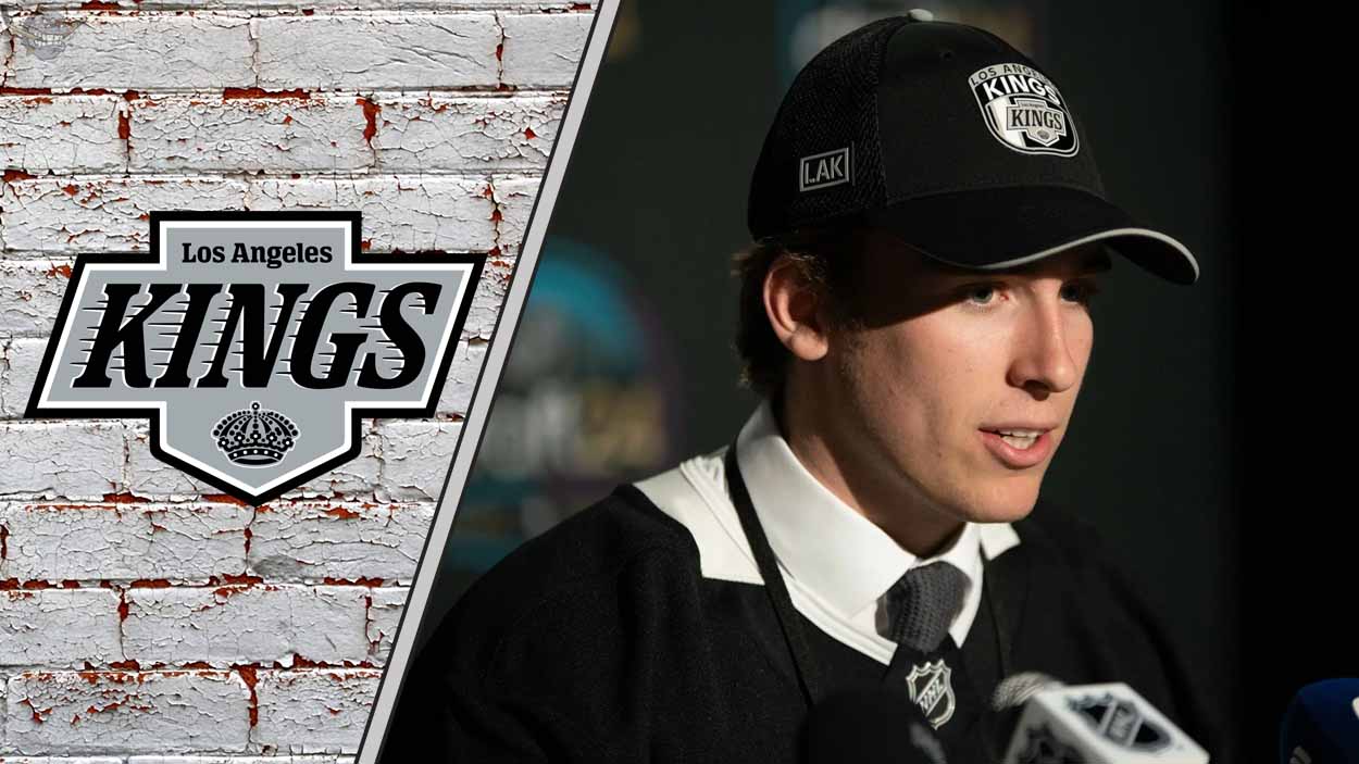 Top LA Kings prospect Liam Greentree talking to the media after being drafted