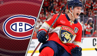 Anton Lundell in his Florida Panthers jersey skating down the ice, a potential trade target for the Montreal Canadiens