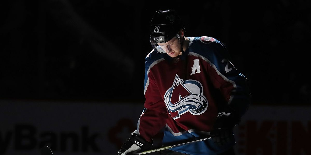Nathan MacKinnon skating for the Colorado Avalanche