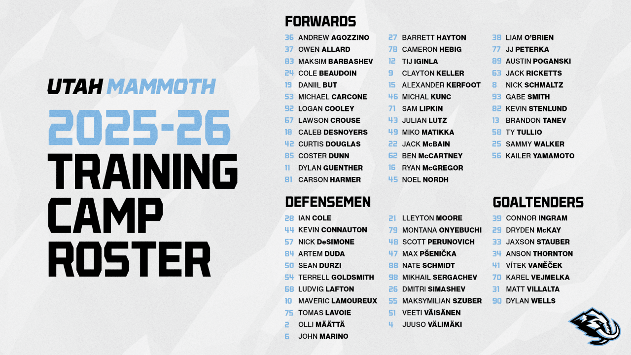 Utah Mammoth Announce 2025 Training Camp Roster