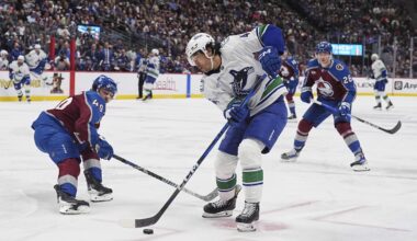 Sherwood and Joshua help Canucks win 4-1 in Avalanche's last regular-season home game