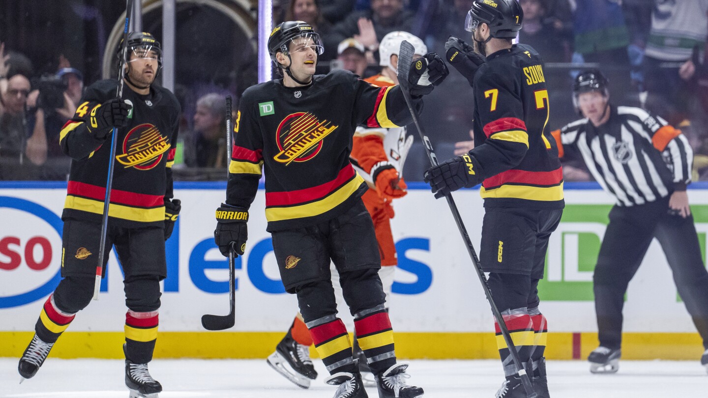 Soucy's 2nd-period goal stands up as the winner in Canucks 3-2 win over Ducks