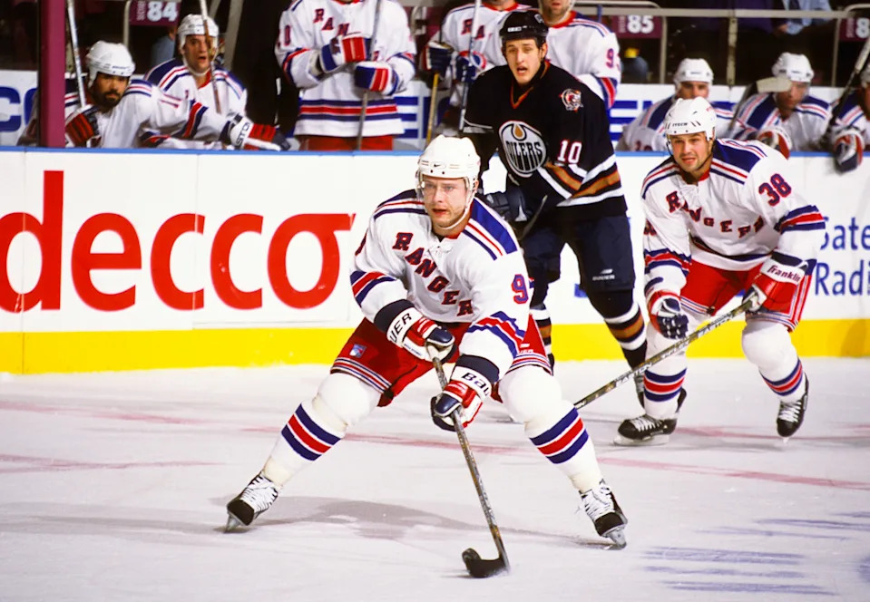 New York Rangers right wing Pavel Bure (9) and Ronald Petrovicky (38) in action against Edmonton Oilers left wing Shawn Horcoff (10) at Madison Square Garden. Lou Capozzola-USA TODAY NETWORKLou Capozzola-USA TODAY NETWORK