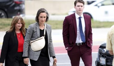 Carter Hart is seen arriving at the London Courthouse in London, Ontario back in July