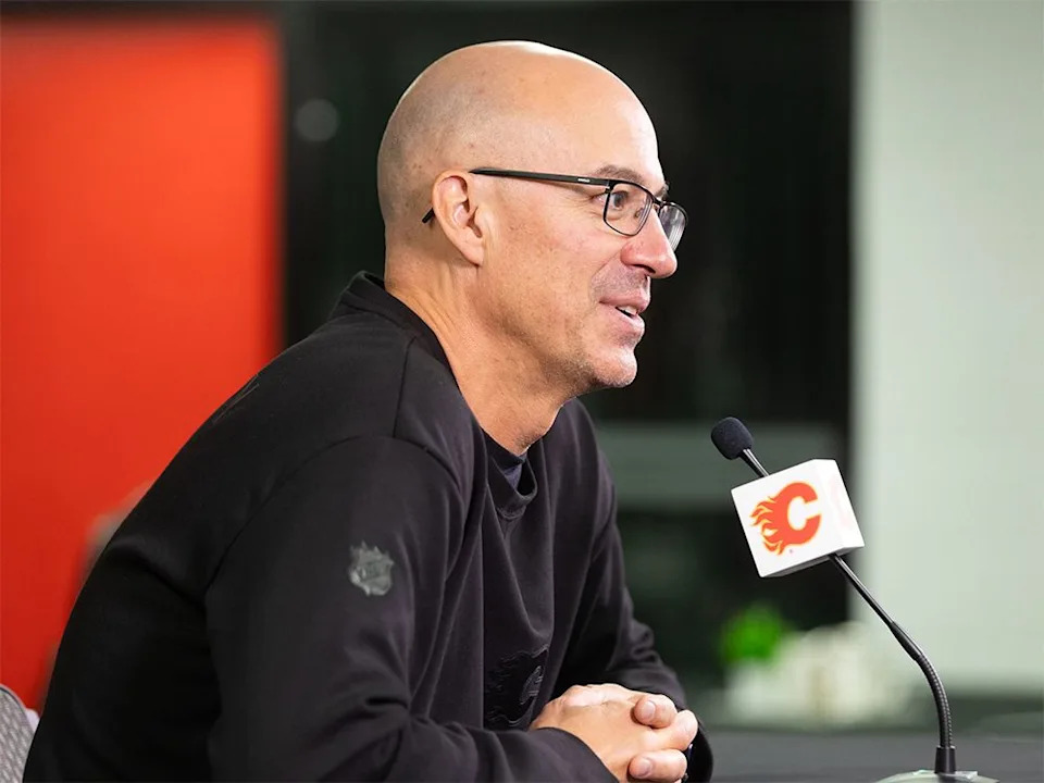  Calgary Flames head coach Ryan Huska was photographed following practice at the Scotiabank Saddledome on Friday, Sept. 19, 2025.