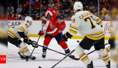 Sonny Milano of the Washington Capitals attempts an audacious net-front lacrosse goal against the Boston Bruins | NHL News