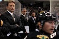 Dallas Stars head coach Glen Gulutzan in the first period of NHL Hockey action against the...