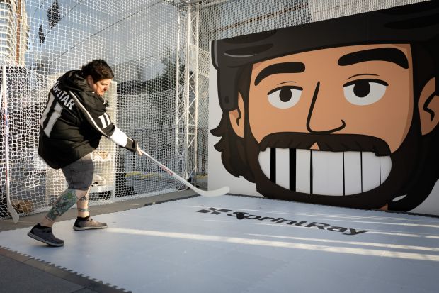 A Kings fans warms up outside Crypto.com Arena before the...
