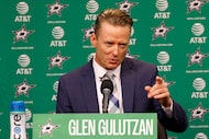 News Dallas Stars coach Glen Gulutzan speaks during a news conference at  American Airlines...