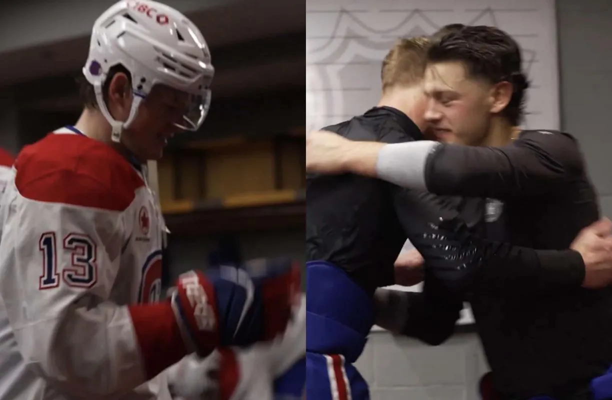 Caufield Goes Viral After Dancing in Canadiens Locker Room After Clutch Win, Bolduc Receives Victory