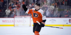 Matvei Michkov skating for the Philadelphia Flyers