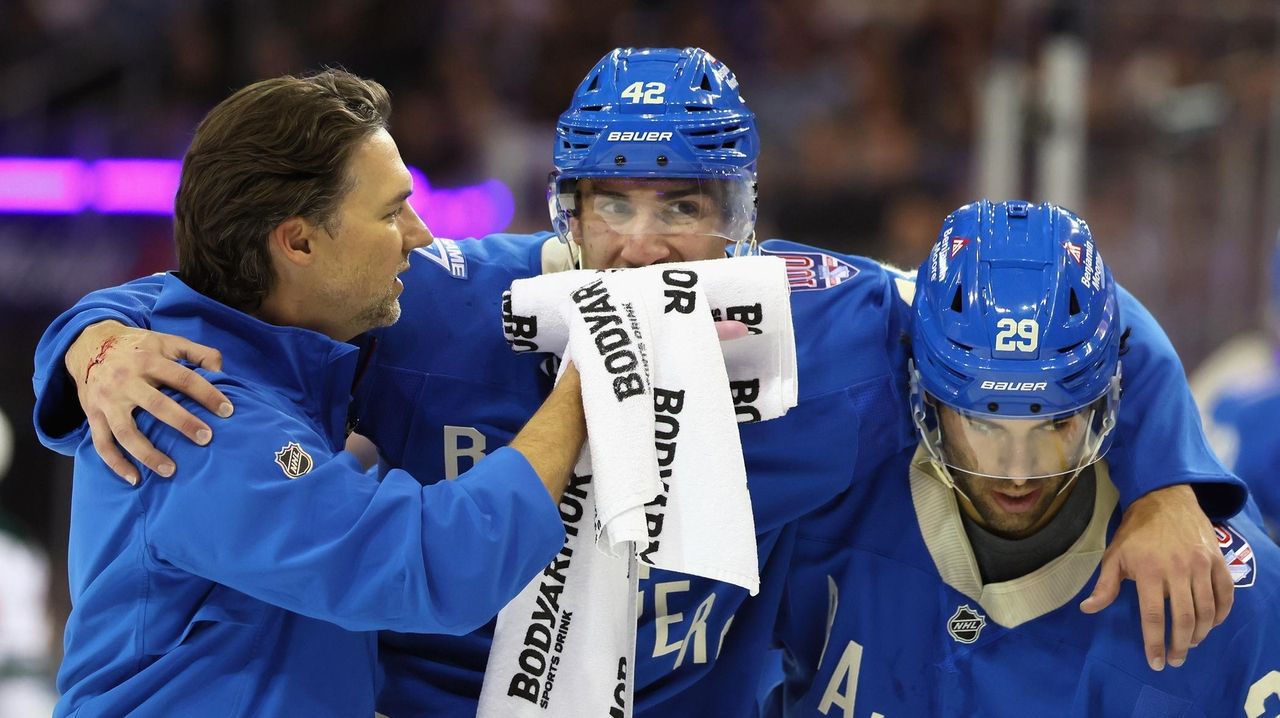 Noah Laba's on-the-job Rangers training includes shot to the mouth