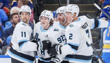 Logan Cooley hat trick leads Utah Mammoth to 7-4 road win in St. Louis