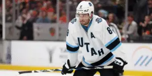 Nick Schmaltz skating for the Utah Mammoth