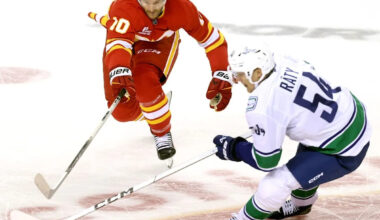 Flames' Huberdeau day-to-day after leaving game against Canucks