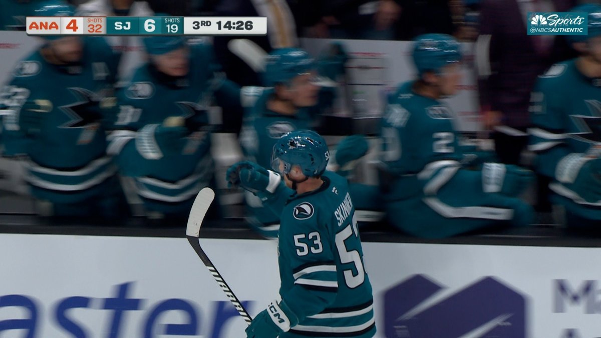Jeff Skinner’s wrist shot in third period gives Sharks 6-4 lead – NBC Sports Bay Area & California