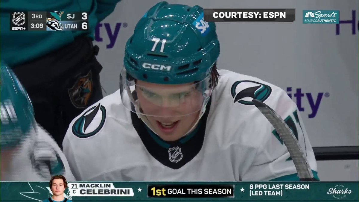 Sharks’ Macklin Celebrini scores first goal of season vs. Mammoth – NBC Sports Bay Area & California