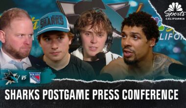 Ryan Warsofsky, Macklin Celebrini and team celebrate Sharks’ win – NBC Sports Bay Area & California