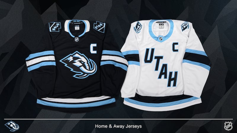 The new Mammoth uniforms will keep the striping from the inaugural Utah Hockey Club jerseys.
